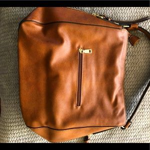 Classic warm tone leather Reader shoulder bag
